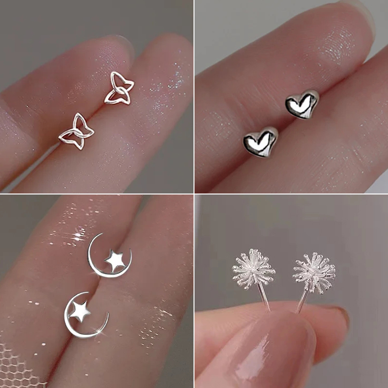Body Jewelry Hypoallergenic - Pendientes coreanos pequeños minimalistas con forma