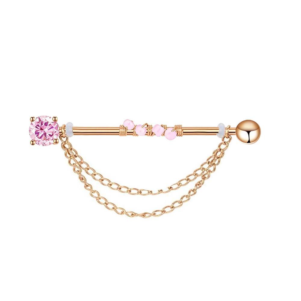 Industrial Barbell Long - Pendientes de barra de cristal estilo