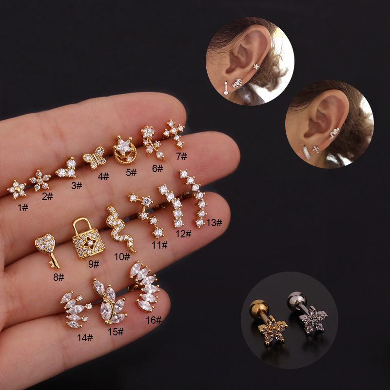 Body Jewelry Hypoallergenic - Pendientes de Acero Inoxidable 16G con