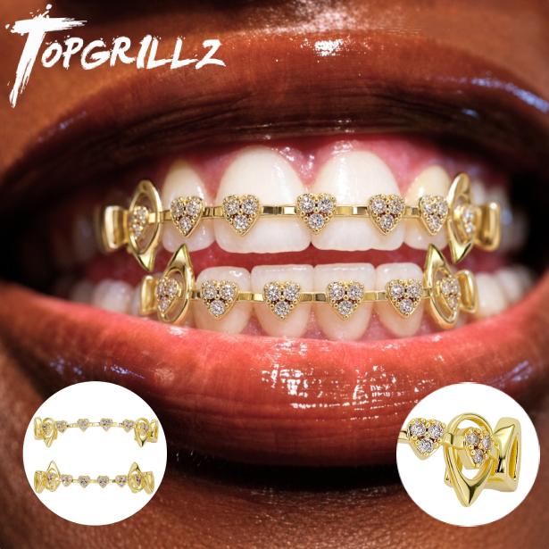 Body Jewelry Lot - TOPGRILLZ Juego de Grillz de Corazón