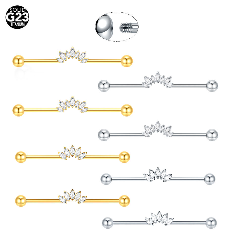 Industrial Barbell Long - 1/5 Uds titanio 14G CZ hélice