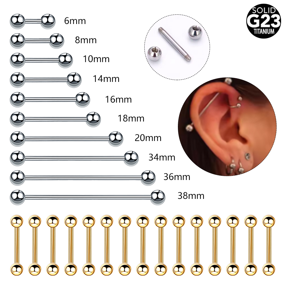 Industrial Barbell Long - 1/5 Uds. Piercing de hélice de