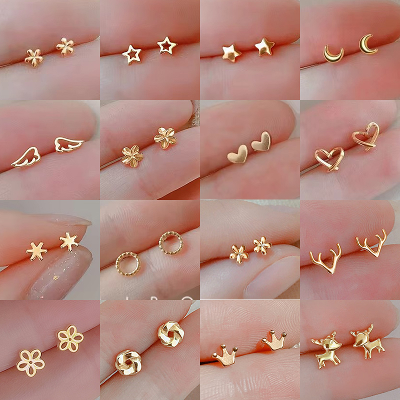 Body Jewelry Hypoallergenic - Pendientes minimalistas coreanos de Color dorado