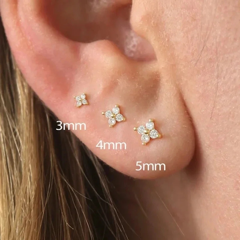 Body Jewelry Hypoallergenic - Pendientes simples hipoalergénicos pequeños de cristal