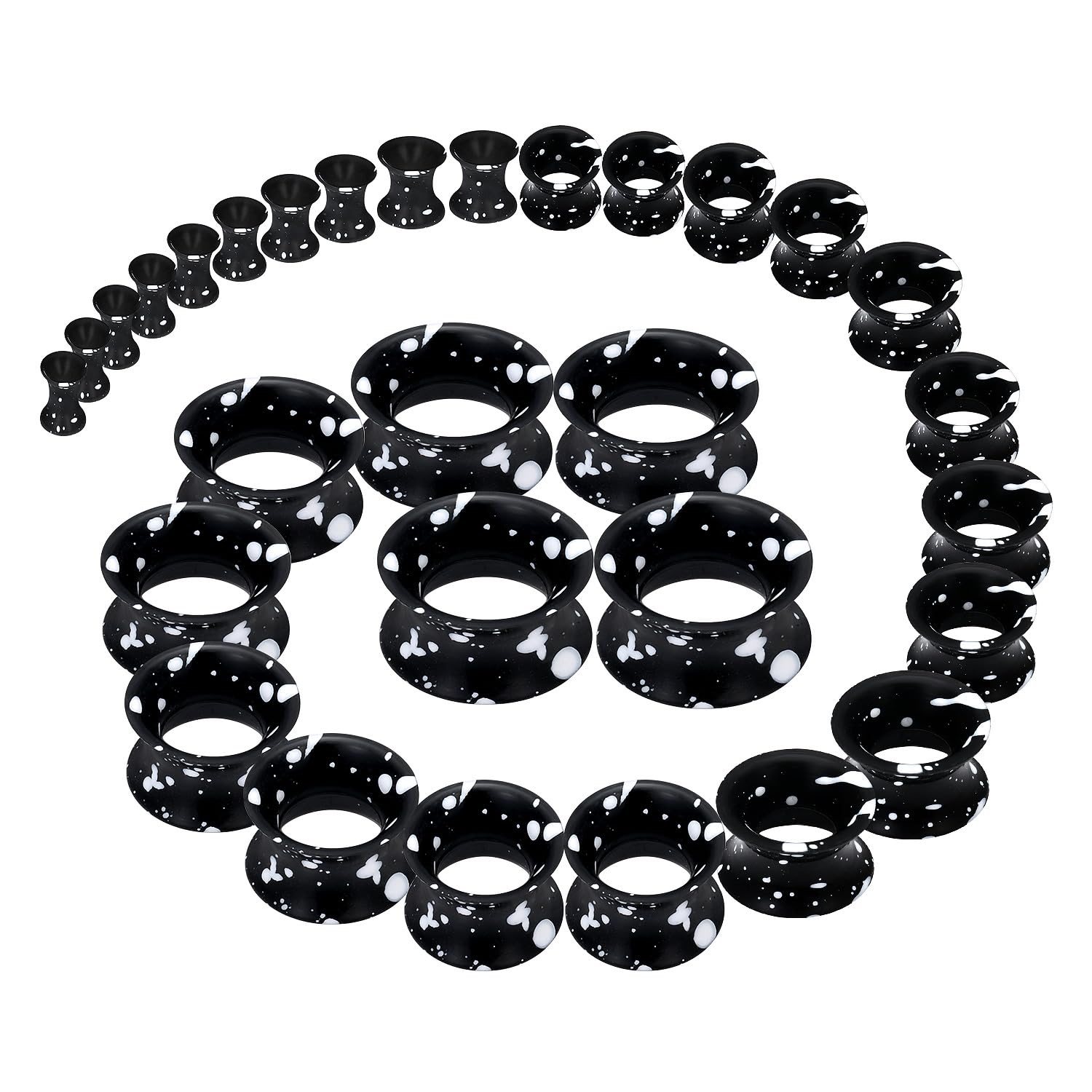Body Jewelry Gauge Sizes - 2pcs negro de silicona oreja medidores