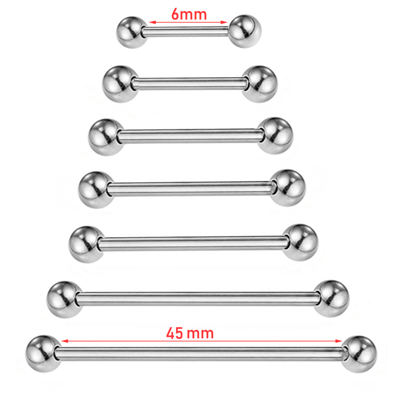 Industrial Barbell Long - 2 piezas 14G/16G Acero quirúrgico largo
