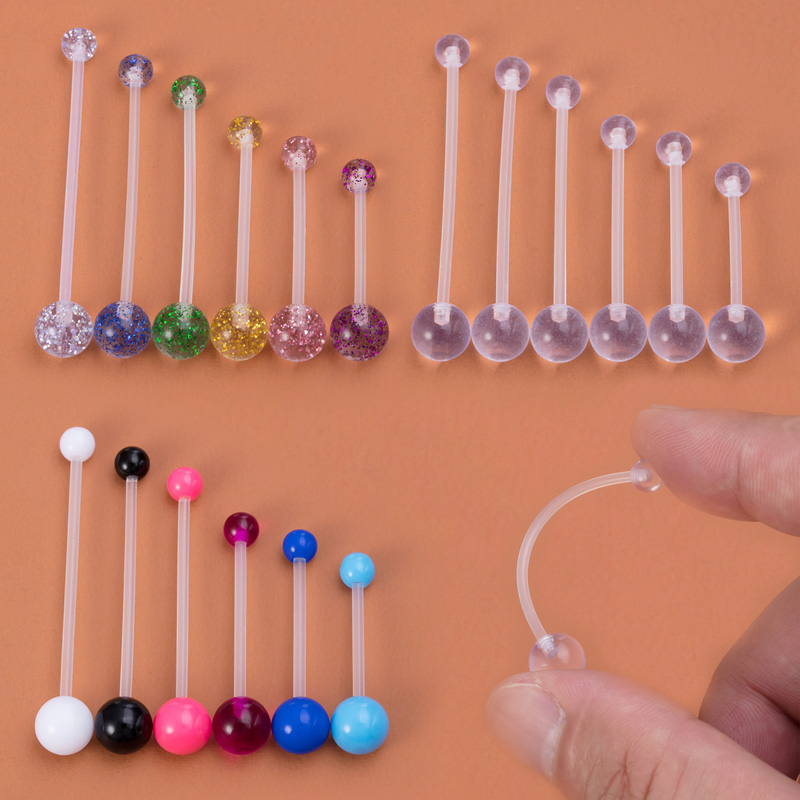 Industrial Barbell Long - Piercing de ombligo Flexible, anillo acrílico