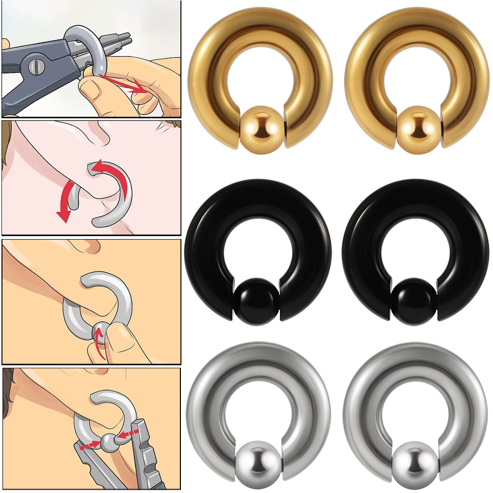 Body Jewelry Gauge Sizes - 1 pieza de acero inoxidable de