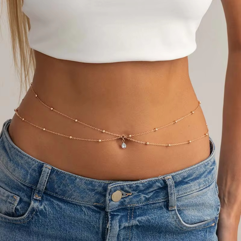 Body Jewelry Gold - Cadena de Cintura de Doble Capa