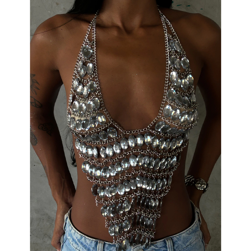 Top corto halter sin espalda h - Body Jewelry Gold reseña y precio
