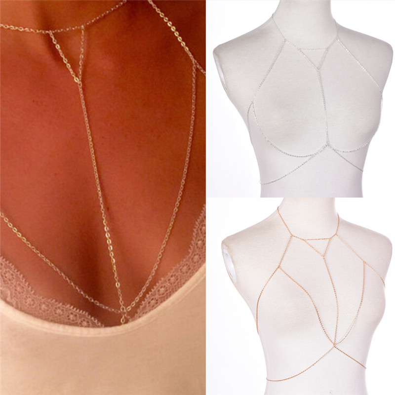 Sujetador de cadena de eslabon - Body Jewelry Gold reseña y precio