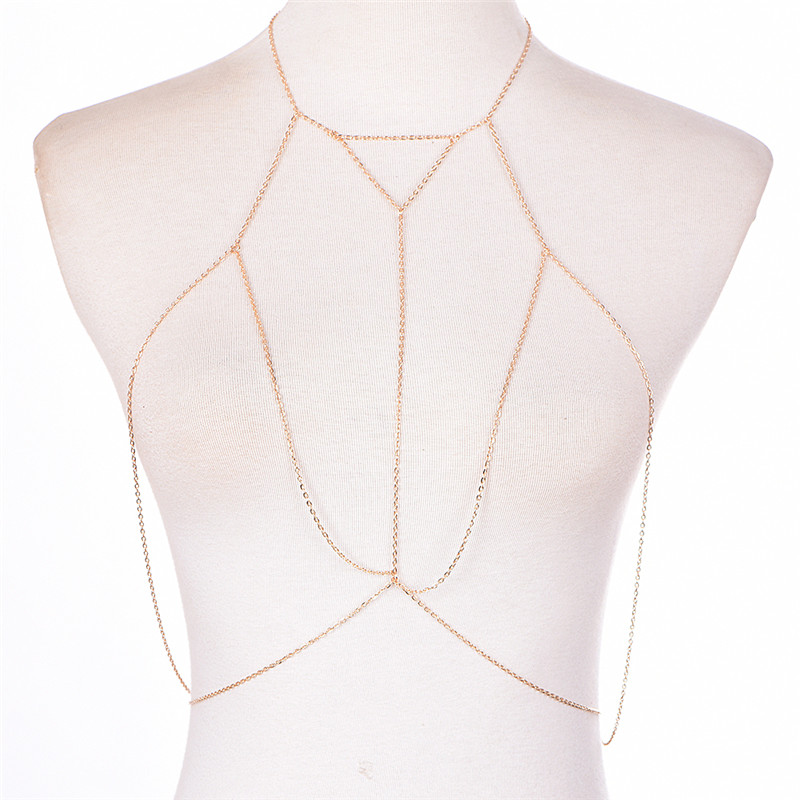 Sujetador de cadena de eslabon - Body Jewelry Gold reseña y precio