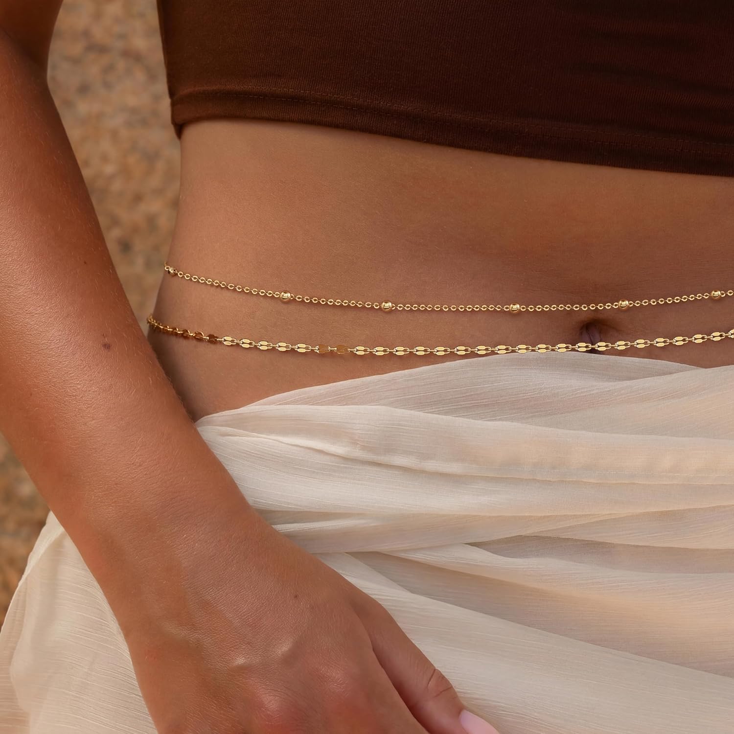 Cadena de cintura chapada en o - Body Jewelry Gold reseña y precio
