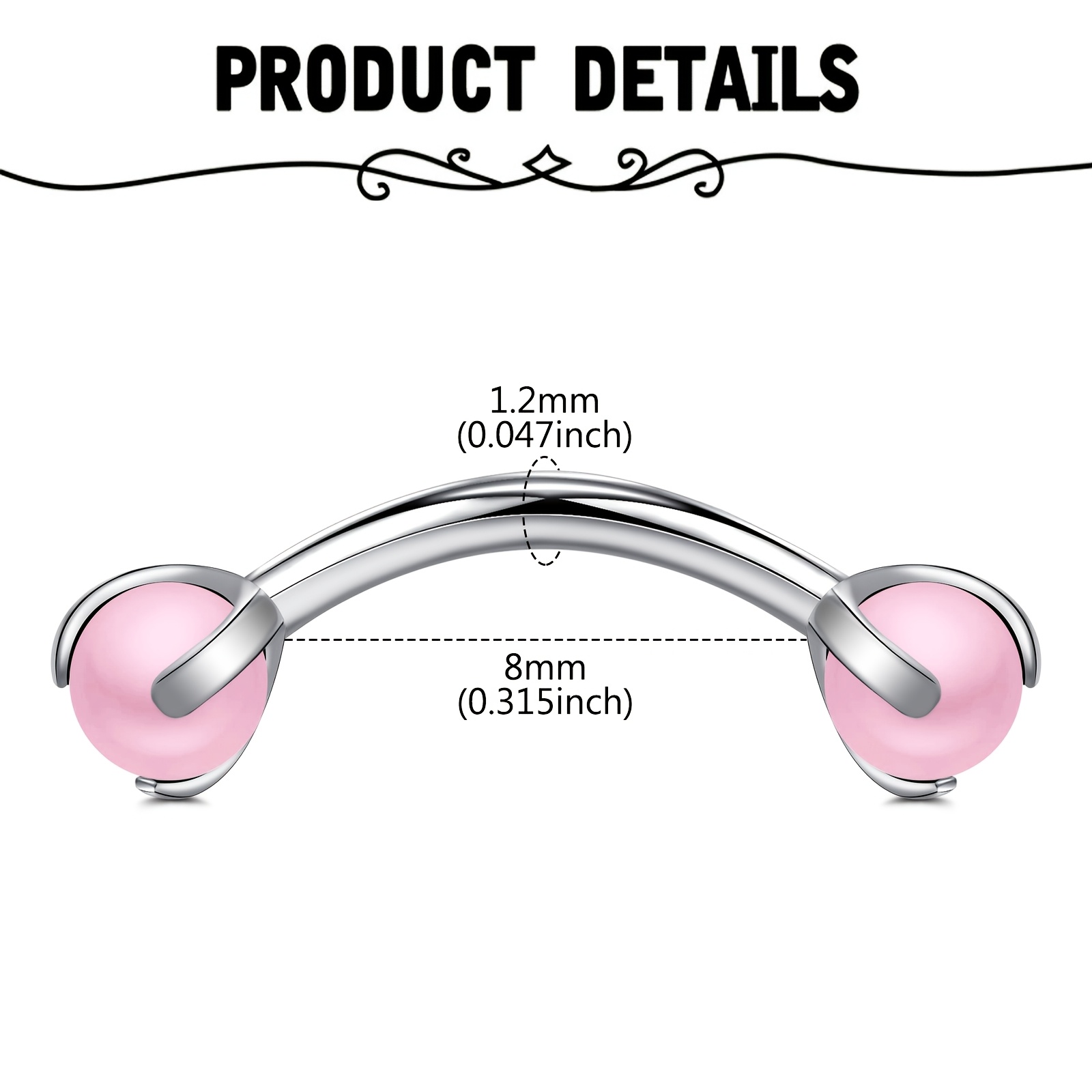 Barra curva con imitación de p - Body Jewelry Measurements reseña y precio
